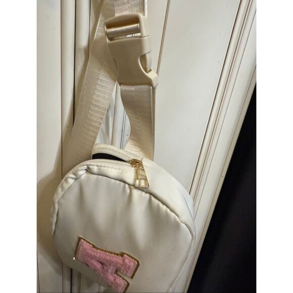 Women's Initial Letter A Patch Fanny Pack Crossbody Belt Bag White - Picture 3 of 5